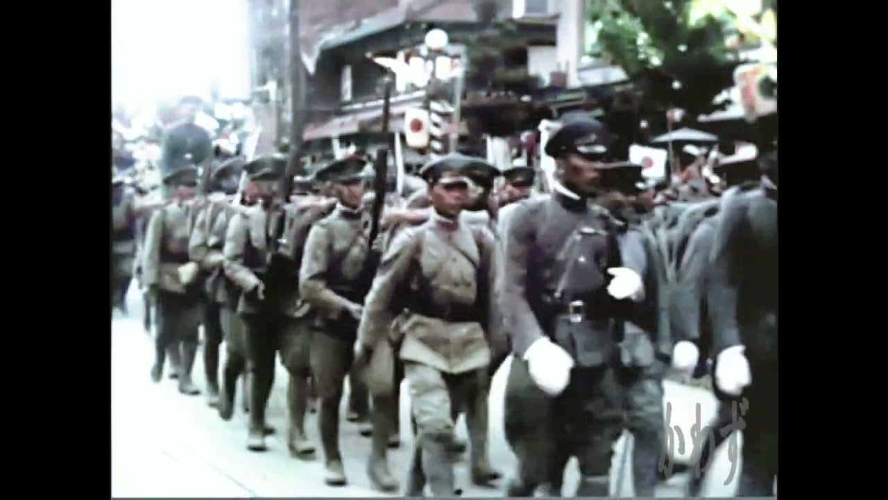 【カラー化】日本陸軍　勇壮　出征と 凱旋　軍歌 日本陸軍　昭和初期の日本