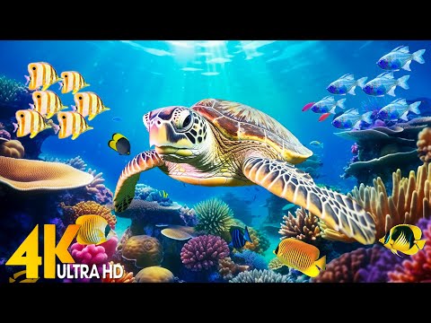 Ocean 4K - Sea Animals for Relaxation, Beautiful Coral Reef Fish in Aquarium(4K Video Ultra HD) #119
