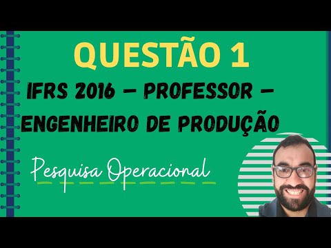 Questão 1 Pesquisa Operacional – IFRS 2016 – Professor – Engenheiro de Produção