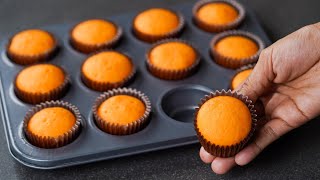 12 Cupcake With 1 Egg | Cupcake Recipe | Without Oven | Orange Cupcake Recipe | N'Oven
