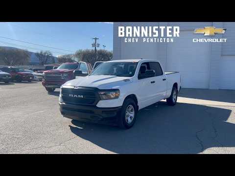 2023 Ram 1500 Tradesman 4x4 Crew Cab 6'4" Box in White for sale at Bannister Chevrolet Penticton in Penticton, BC