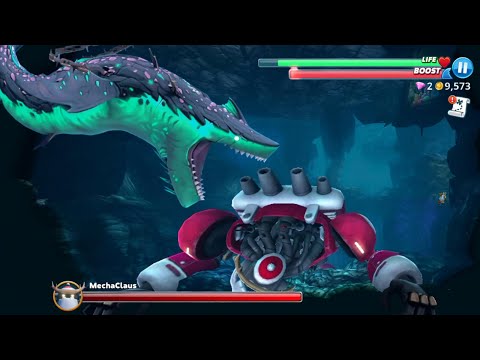 NEW UNDERSHARKER VS MECHA CLAUS BOSS GAMEPLAY - Hungry Shark World