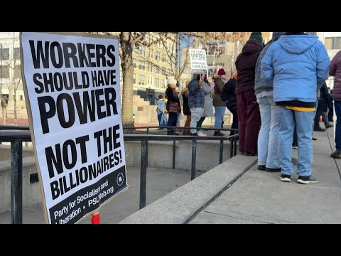 Dozens gather in downtown Springfield to protest the presidential inauguration