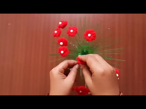 How to make plastic bottle flower vase craft //Reuse plastic bottle//plastic and woollen craft ideas