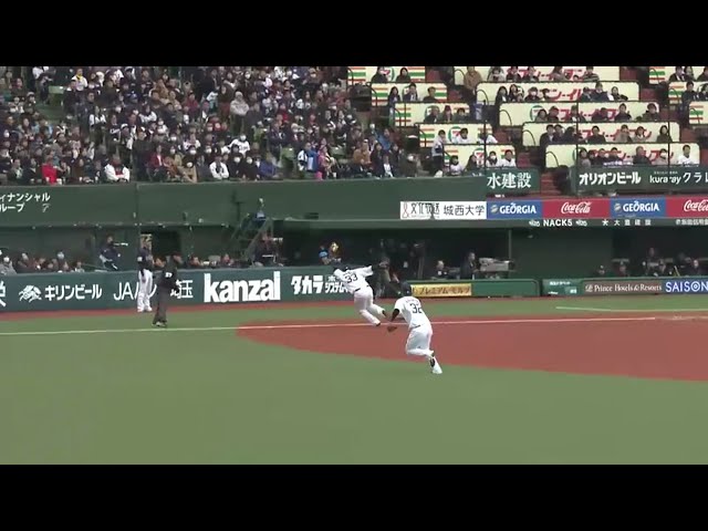 【1回表】西武プリンスの1塁ベースに要注意!? バファローズ・T-岡田 ラッキーなタイムリー!! 2016/3/26 L-Bs