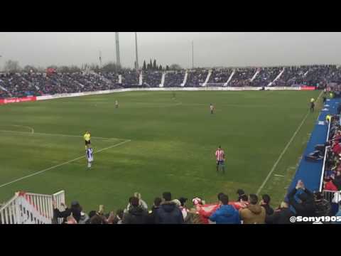 Gol de Roberto Canella al Leganés visto desde la grada (Leganés 0, Sporting 2).