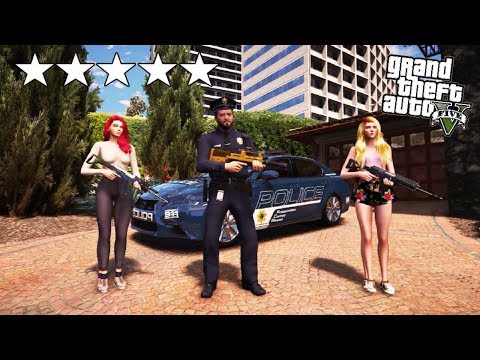 ✔ GTA 5 FIVE STAR EPIC POLICE CHASE WITH FEMALE BODYGUARDS (GTA 5 MICHAEL VS COPS)