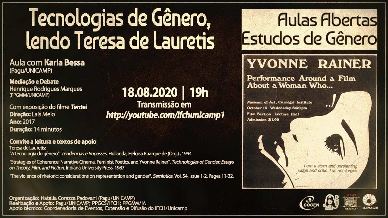 Tecnologias de Gênero, lendo Teresa de Lauretis - Aulas abertas - Estudos de Gênero