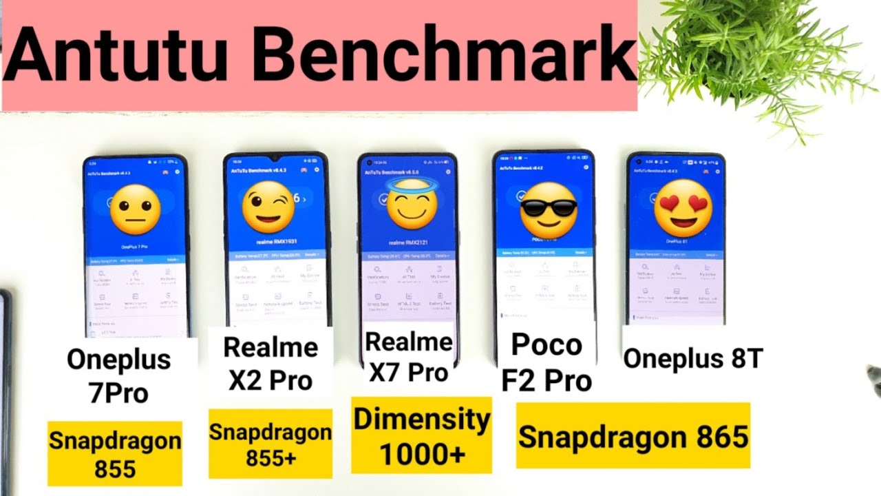 Realme x7 pro vs realme x2 pro vs poco f2 pro vs oneplus 8t vs 7pro antutu benchmark comparison