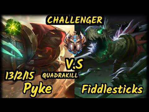 Luci (PYKE) vs FIDDLESTICKS - QUADRAKILL 13/2/15 KDA BOTTOM SUPPORT CHALLENGER GAMEPLAY - BR
