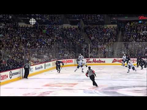 Keith Aulie sends Evander Kane crashing into the boards HD