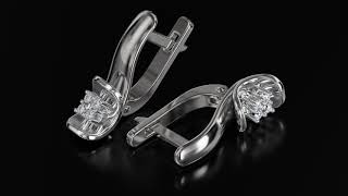 Серьги в белом золоте с бриллиантом. Артикул 770459В  - Фото 3