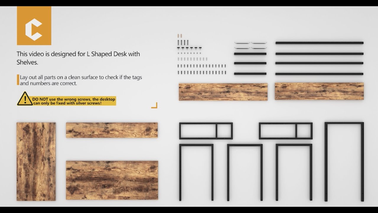 Watch video Installation Instruction-CubiCubi L-Shaped Desk with Storage Bookshelf Now Installation Instruction-CubiCubi L-Shaped Desk with Storage Bookshelf