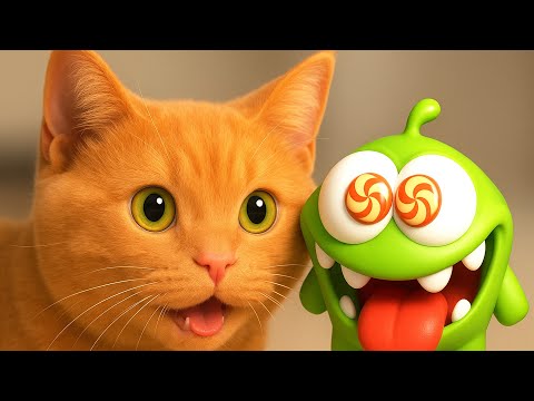 Cute little Om Nom 🤗 and a funny cat 🐱 Cartoons for Kids
