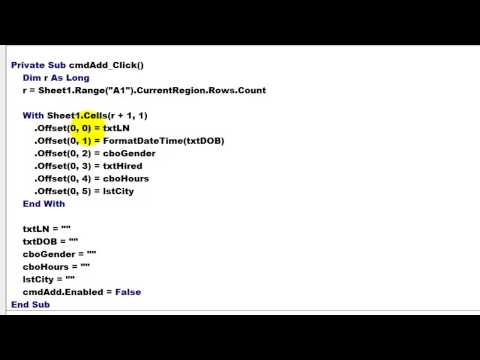 Control Data Entry in Excel with a UserForm