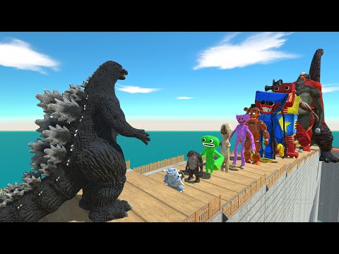 Heisei Godzilla vs Huggy Wuggy DEATH FALL - Animal Revolt Battle Simulator