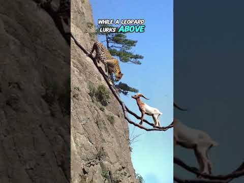 Cliffside Showdown: Will the Baby Goat Survive? #SurvivalInstinct #PredatorVsPrey #WildTension