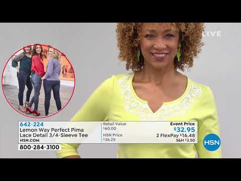 Lemon Way Perfect Pima LaceDetail 3/4Sleeve Tee