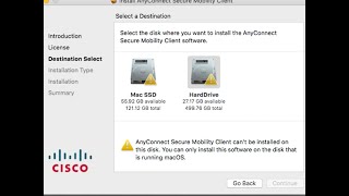 AnyConnect Secure Mobility Client can’t be installed on this disk - CISCO