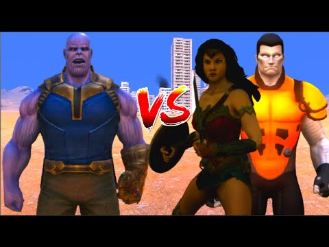 100 Thanos vs 1000 Wonder Woman and 1000 Colossus (Marvel vs Dc)