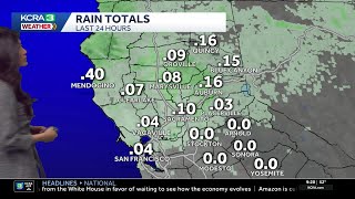 How much rain fell overnight in Northern California