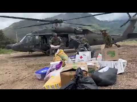 Vía helicoportada llegan las ayudas humanitarias a Paya, Boyacá.