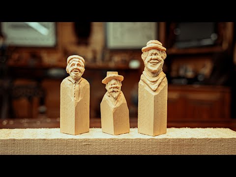 Wood Carving A FULL Head From A Block Of Wood