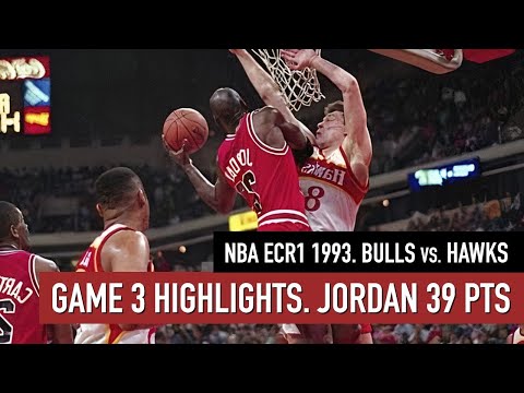 Throwback NBA ECR1 1993. Chicago Bulls vs Atlanta Hawks Game 3 Highlights Jordan 39 pts HD