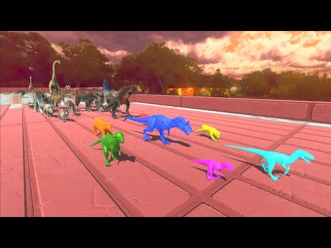 Race to eat Random Neon Team - Animal Revolt Battle Simulator