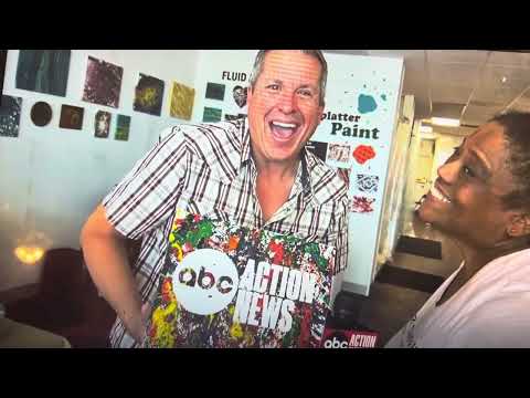Splatter painting with Sean Daly at Art Tampa Bay