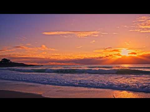 Sunset on the Beach with Rolling Turquoise Ocean Waves | Relaxing ASMR for Deep Sleep | 3H in 4K