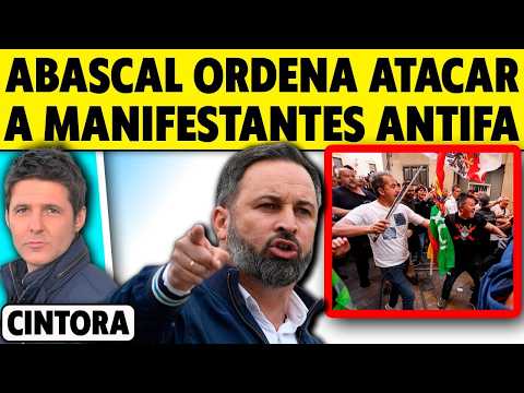 ABASCAL ORDENA ATACAR MANIFESTANTES ANTIFA EN UN MITIN DE VOX