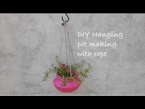 DIY, Hanging pot making for plant in 1 minute, Easy hanging pot making