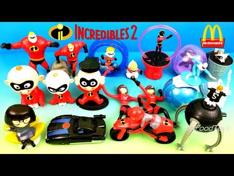 McDONALDS INCREDIBLES 2 HAPPY MEAL TOYS 2018 VS THE INCREDIBLES 2004 FULL SET WORLD US KIDS UNBOXING