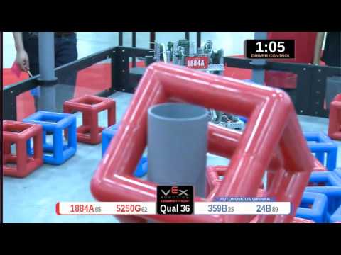 2015 VRC Engr Q36 - 1884A 5250G vs 359B 24B - 35 to 64 - VEX Worlds 2015 - Engineering Division