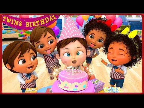 Twin Happy Birthday Song  Kids Party Songs in First Day of School - Banana Cartoon [HD]