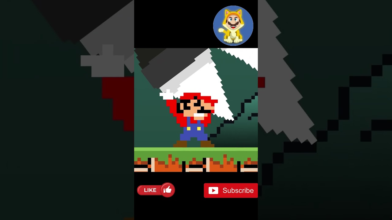 Mario defeats the giant opponent