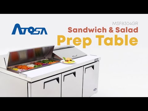 Atosa USA MSF8304GR 72" Three Section Sandwich / Salad Prep Table w/ 3 Doors, 18 Pans 6 image