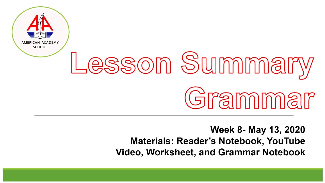 Grammar Lesson for Grade 6