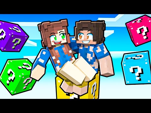WE ARE TRAPPED IN A SINGLE BLOCK OF LUCKY IN MINECRAFT 😔