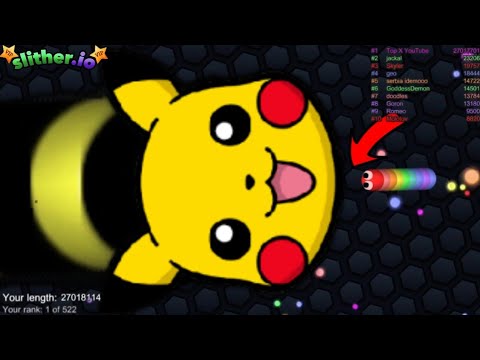 Slither.io A.I. Pikachu Skin Vs Tiny Snakes - Epic Skin Slitherio Vip Best Gameplay - World Record