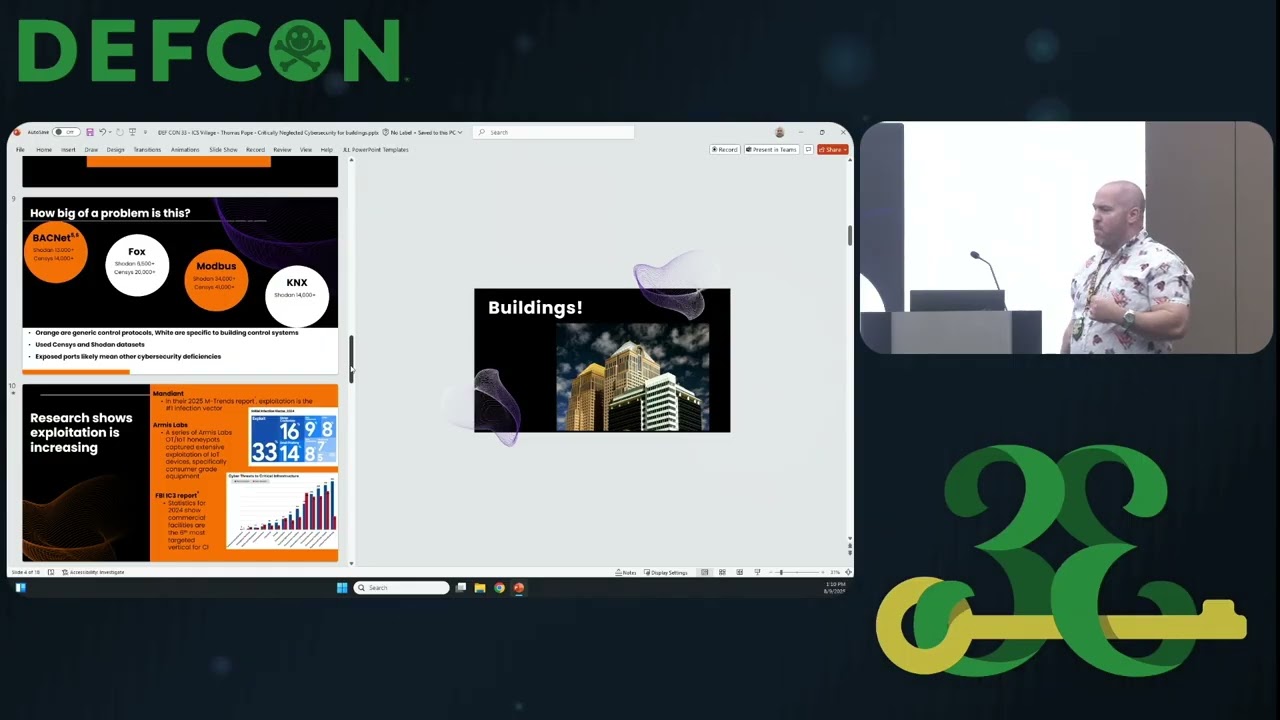 DEF CON 33 - Critically Neglected: Cybersecurity for buildings - Thomas Pope