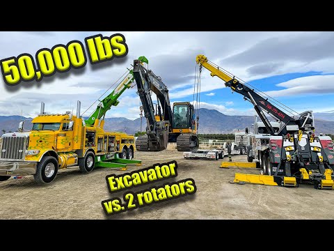 Lifting 50,000 lb Excavator With 2 Rotators