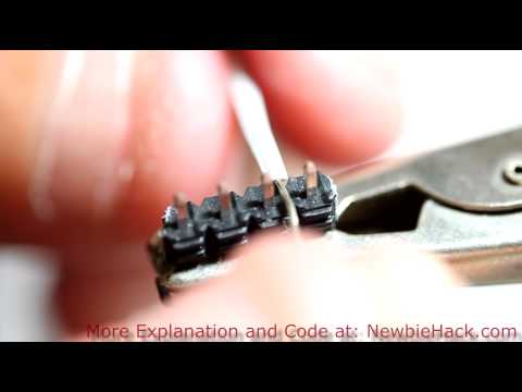 27. Arduino for Production!  AVR Atmega32 - Soldering a Wire to a Male Header