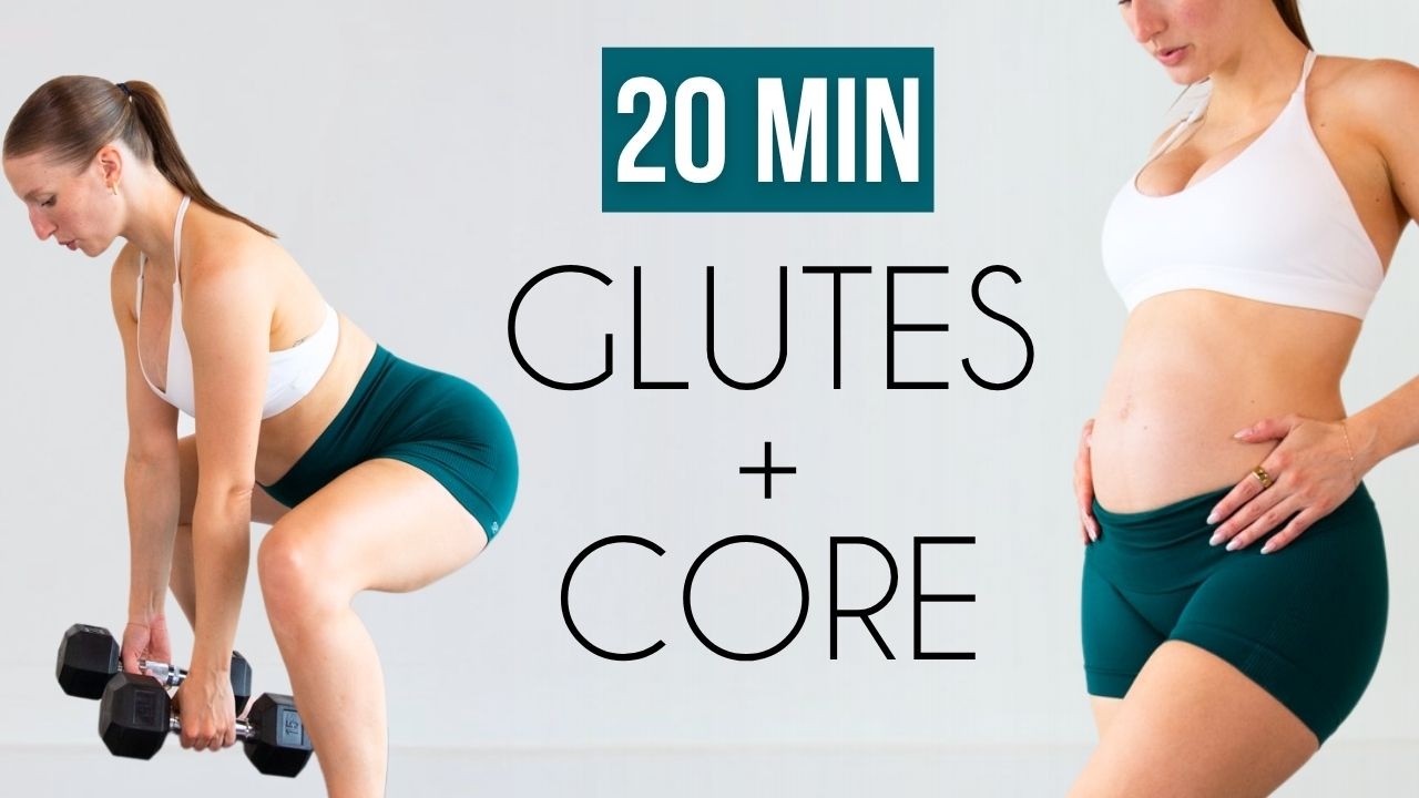 20 MIN GLUTES + CORE STRENGTH WORKOUT | Dumbbells (Pregnancy Friendly)