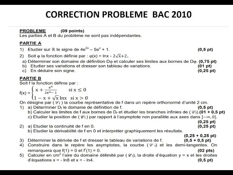 MATHEMATIQUES CORRECTION BAC: PROBLEME BAC 2010 PARTIE B | REVISION BAC 2022