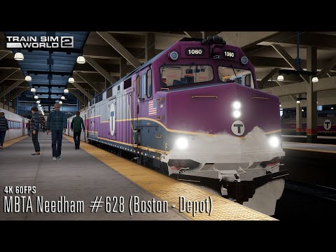 MBTA Needham #628 (Boston - Depot) Boston Sprinter - F40PH-3C - Train Sim World 2