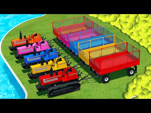 LOAD AND TRANSPORT TENNIS BALLS WITH NEW HOLLAND TRACTORS - Farming Simulator 22