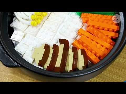 Lego Stop Motion Cooking - The Lego bibimbap and side dishes are both cooked and raw