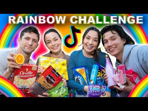 Trying Viral Rainbow TikTok Challenge - Merrell Twins